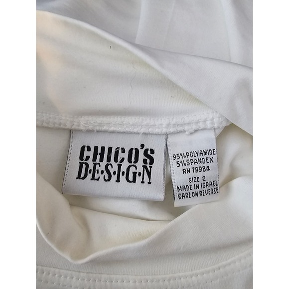 Chico's Design Long Sleeve White High Neck Top 2 -M - Picture 5 of 6